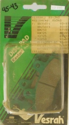 PASTILLAS FRENO VESRAH VD340 SUZUKI RM125 DR250 DR350 RMX250 Yamaha WR200 HUSQVARNA Foto 1 de 3