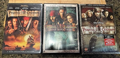 Lot of 3 Pirates of the Caribbean DVDs Curse Pearl Dead Man's Chest World's end — 第 1/4 张图片
