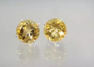 925 Sterling Silver Post Earrings, Citrine, SE212 - Picture 1 of 5