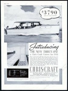 Chris Craft 1937 31' barco crucero cerrado arte anuncio impreso vintage - Imagen 1 de 7