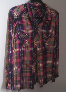 TORRID WOMENS SIZE 2 BRIGHT COLORED FLANNEL SHIRT - Picture 1 of 3