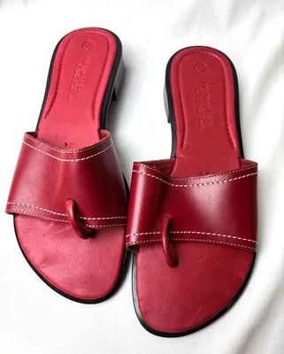 De colección ~ Montego Bay Club ~ Sandalias Tanga Mujer Cuero Rojo Talla 10 Foto 1 de 4