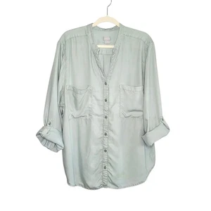 Chico's Touch of Cool Roll Tab Shirt Button Down Long Sleeve US 20/22 Sage Green - Picture 1 of 10