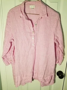 J. JILL Bluse Gr. M rosa 100% LEINEN "Love Linen" 3/4 Arm Knopfleiste - Bild 1 von 5