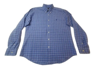 Camisa Polo Ralph Lauren Abotonada Para Hombre XL Azul A Cuadros Manga Larga Informal Clásica Foto 1 de 4