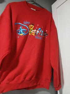 Vintage 90s Walt Disney World Sweatshirt Crewneck Size Large L Red Spellout - Bild 1 von 14
