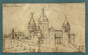 CHATEAU CHEVREUSE Yvelines ORIGINALZEICHNUNG Morize MADELEINE XIX° - Bild 1 von 4