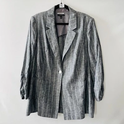 Blazer Traje Lane Bryant Mujer Gris Un Pecho Rayas The Bryant Talla 20 Foto 1 de 4