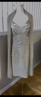 Vestido CHETTA B Sherri Bloom/Peter Novello Dorado Champagne 100% Seda Talla 8 Foto 1 de 4