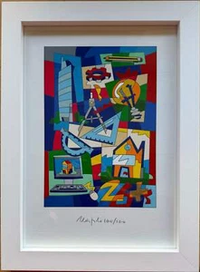 Kunstkonstrukteur Ugo Nespolo Werk SIEBDRUCK mit Rahmen Pop Art 35x50 - Bild 1 von 1