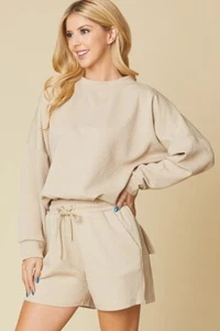 NEW BEESON RIVER outfit set SWEATSHIRT TOP SHORTS SM-XL buttery soft leisure - Picture 1 of 7
