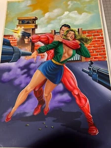 ORIGINAL ILLUSTRATION MEXICAN PULP COVER ART PAINTING Man holding a girl hostage - Picture 1 of 11