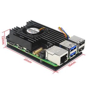 Étui de protection en aluminium pour cartes mères Raspberry Pi 5 avec ventilateur de refroidissement - Photo 1/9