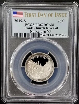 2019 S Proof Frank Church River of No Return NP Quarter, FDOI, PCGS PR 69 DCAM! - Image 1 of 4