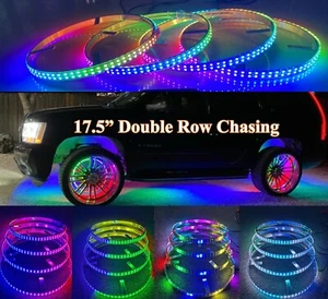 17.5" High Lumens Chasing LED Wheel Rim Lights w Brake Reverse Light Turn Signal - Picture 1 of 19
