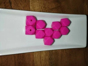10 Hexagon Silikonperlen Perlen 15mm Fuchsia / Pink - Bild 1 von 4