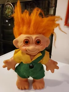 1961 Denmark Troll Bank orange Haare orange Augen Troll Puppe Filz Outfit Vintage 7 - Bild 1 von 12