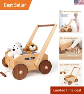 Adjustable Speed Push Toys for Babies Learning to Walk, Natural Wood Push and... - Picture 1 of 8