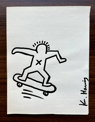 Keith Haring Ink Drawing - Skater - 1985 Foto 1 de 3