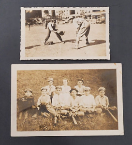 Early 1900's Original Real Photo Postcard & Snapshot-BASEBALL TEAM with GIRLS