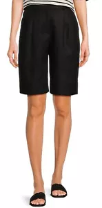 Le' AL.X High Rise Bermuda Trouser Shorts BLACK LONG SHORTS 100% Linen size 12 - Picture 1 of 14