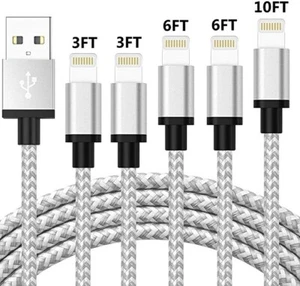 5x Heavy Duty Fast Charger Cable Charging Cord For iPhone 7 8 X XS 11 12 13 Max - Picture 1 of 20