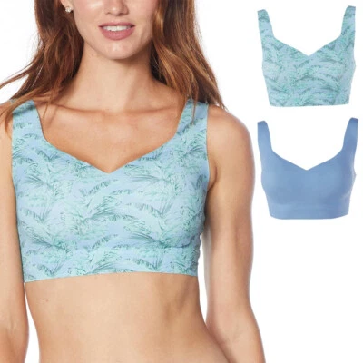 Rhonda Shear 2-pack Infinity Edge Body Bra(Light Blue/Tropical Print 771-026, 1X - Image 1 of 4