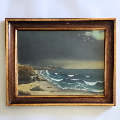 Original Oil Painting Storm Clearing Over Coastal Beach Seascape Framed Art XL - Image 1 of 4
