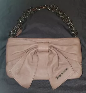 Juicy Couture Cuero Moño Bolso Moño Rosa Topo Cadena Correa - Imagen 1 de 12