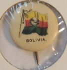1896 Bolivia Country Flag Pin Back Button Vintage Whitehead & Hoag Co. Newark NJ