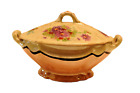 Antique Japanese Lusterware Pottery Tureen Soup Pot Bowl With Lid Floral Decorat