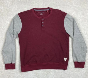 American Republic Mens Size M Henley Tee Color Block Maroon Gray Long Sleeve - Picture 1 of 10