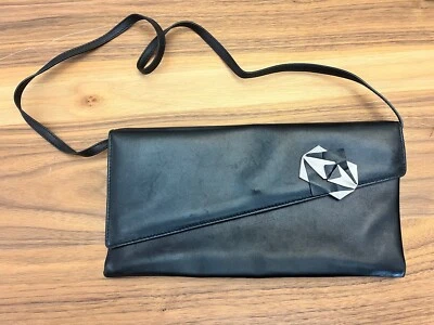 Vintage 90s Black Sergio Rossi Leather Envelope Bag Purse Clutch - Image 1 of 4