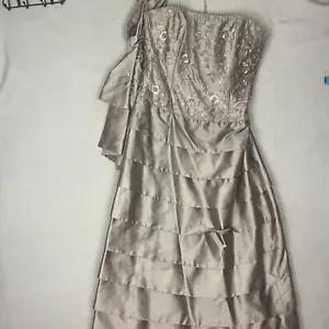 Macis Vintage Damen Ballkleid Strass geblümt beige Größe 18 100% Seide - Bild 1 von 18