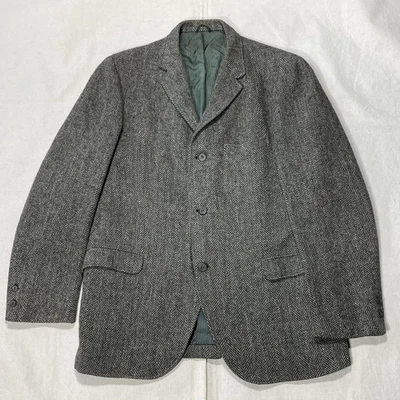 Casaco esportivo Harris Tweed masculino 42 cinza/verde blazer de 3 botões lã escocesa EUA - Imagem 1 de 4