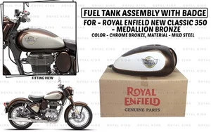 Fit For Royal Enfield "New Classic 350 Chrome Bronze Fuel Tank With Badge" - Picture 1 of 12