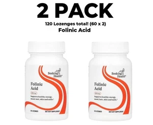 Seeking Health, Folinic Acid, 2 PACK, 800 mcg, 60 Lozenges each (120 total!) - Picture 1 of 3