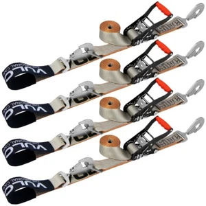 Snap Hook Ratchet Axle Tie Down Strap 2x114" 4 Pack Silver Series 3300 lbs SWL - Picture 1 of 9