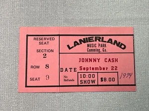 VTG Johnny Cash Concert Ticket Lanierland Music Park Georgia Sept 22, 1979 - Picture 1 of 2