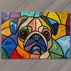 4x6''  Dog Pug Puggle Colorful Sweet Cubism Retro Look Cute Funny Retro Art