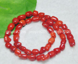Natural 7-11mm Vintage Estate Chunky Red Coral Barrel Loose Beads 15'' PL437