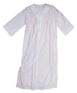 Miss Elaine Checkered Textured Zip Front 3/4 Sleeve Women's Nightgown S NWT - Picture 1 of 2