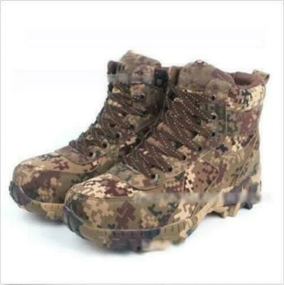 迷彩男式时尚靴子抓绒衬里鞋攀爬远足沙漠高帮尺码 — 第 1/4 张图片
