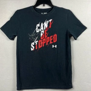 Under Armour Heat Gear Short Sleeve TShirt "Can't Be Stopped" Boys Size XL Blk - Picture 1 of 9