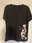 Cherry Blossom T-Shirt L Large Fits Medium Tree Japanese Black Graphic Tee
