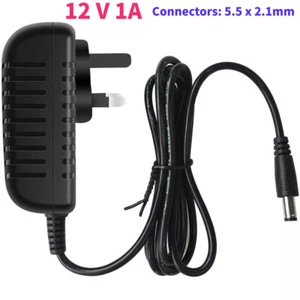12V 1A AC/DC Netzteil Ladegerät Schaltadapter Wandler UK Stecker 5,5x2,1mm - Bild 1 von 4