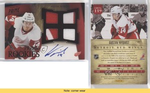 2011-12 Panini Prime Auto Black /10 Gustav Nyquist #119 Rookie Patch RC