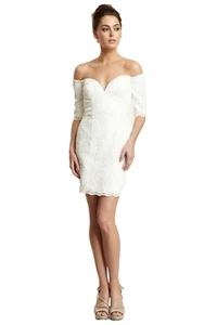 Vicky Tiel Elegant IVORY Sweetheart Neckline Short Lace White Dress size 6 - Picture 1 of 2