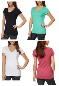 Kirkland Signature Ladies Premium Cotton V-Neck T-Shirt Tee, Peru, NEW - Picture 1 of 6