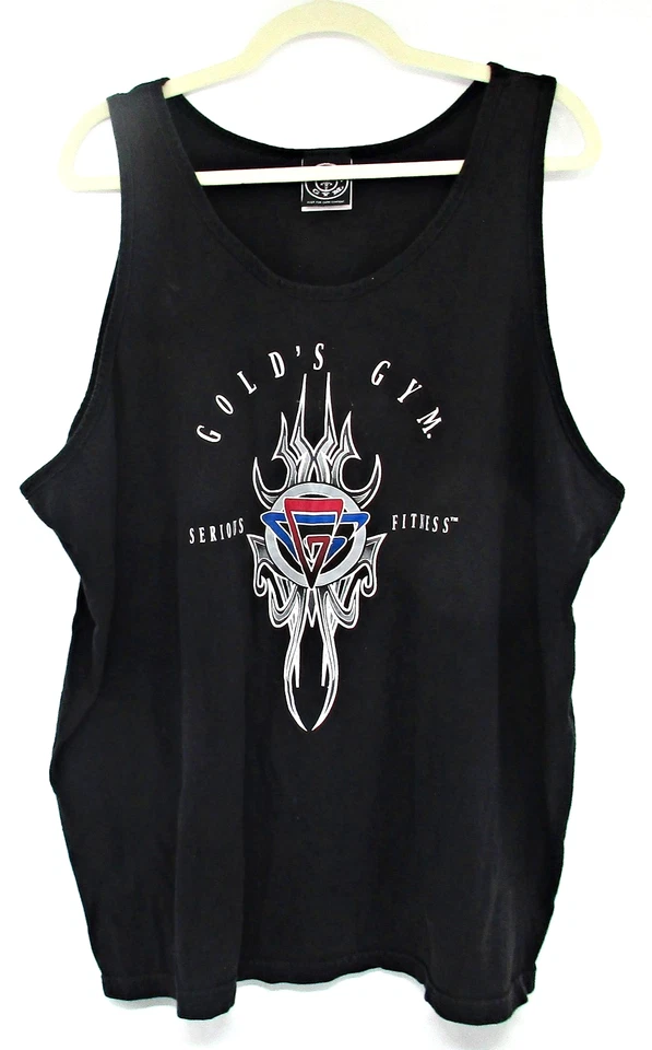 Camiseta sin mangas negra vintage Gold’s Gym Serious Fitness Activewear logotipo GG para hombre XXL Foto 1 de 4